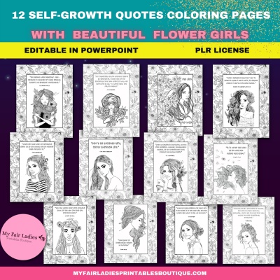 12 Self-Growth Quotes Coloring Pages