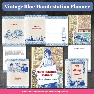 Vintage Blue Manifestation Planner