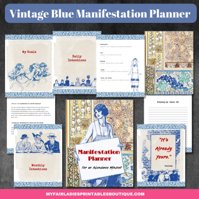 Vintage Blue Manifestation Planner