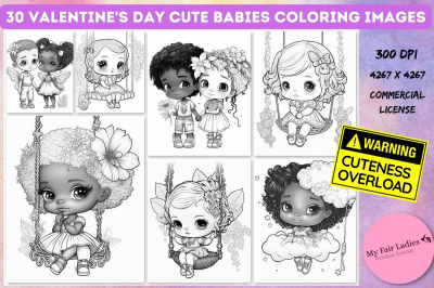 30 Valentine's Day Cute Babies Coloring Images