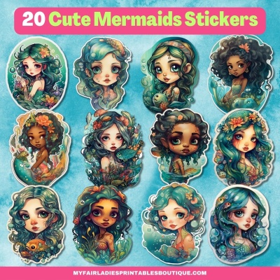 20 Cute Mermaids Stickers