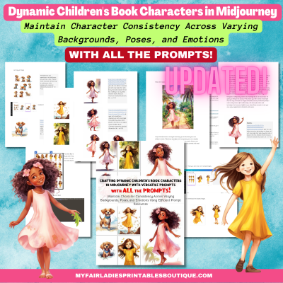 Dynamic Children's Book Characters in Midjourney with Efficient Prompts: Maintain Character Consistency Across Varying Backgrounds, Poses, and Emotions UPDATED