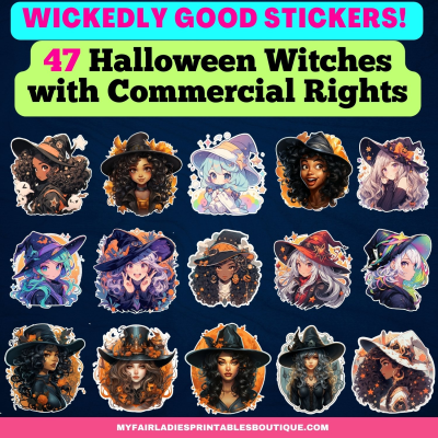 Wickedly Good Stickers: 47 Halloween Witches with Commercial Rights