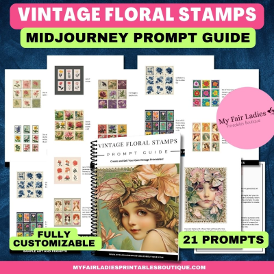 Vintage Floral Stamps Midjourney Prompt Guide
